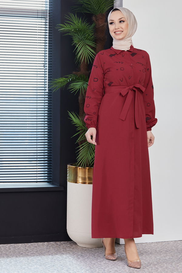 Elbise Bordo - 3987