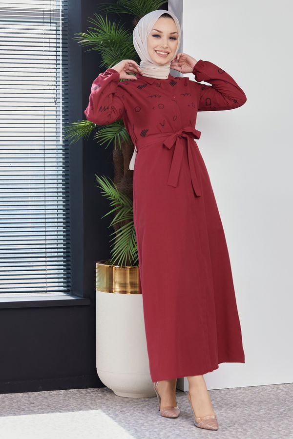 Elbise Bordo - 3987