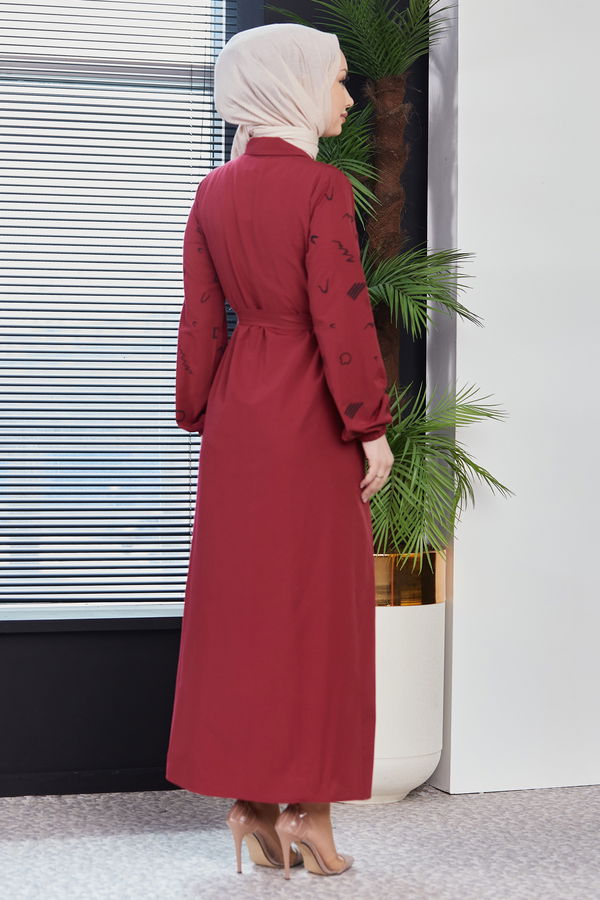 Elbise Bordo - 3987