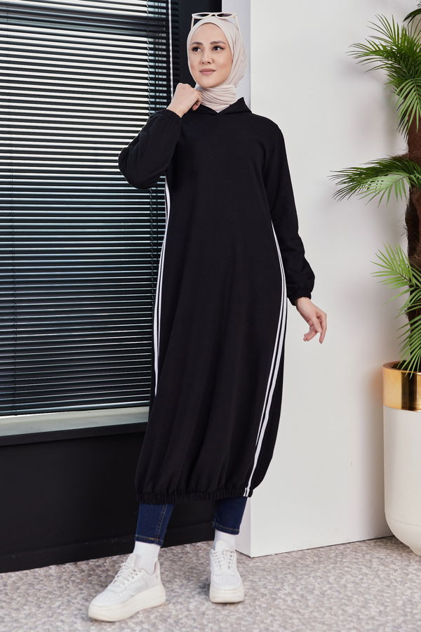 KAPSONLU ELBISE Siyah - 5257
