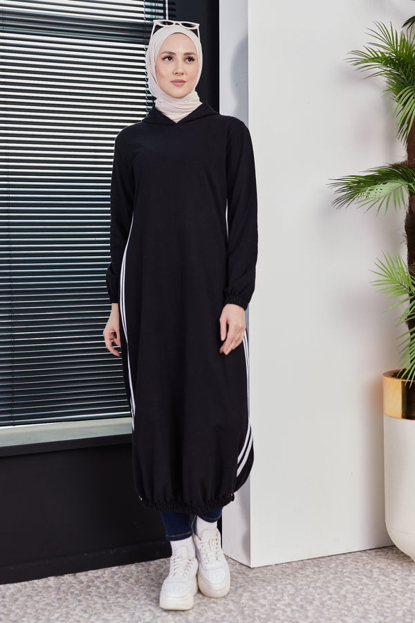 KAPSONLU ELBISE Siyah - 5257