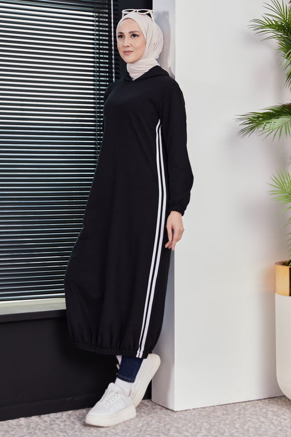 KAPSONLU ELBISE Siyah - 5257