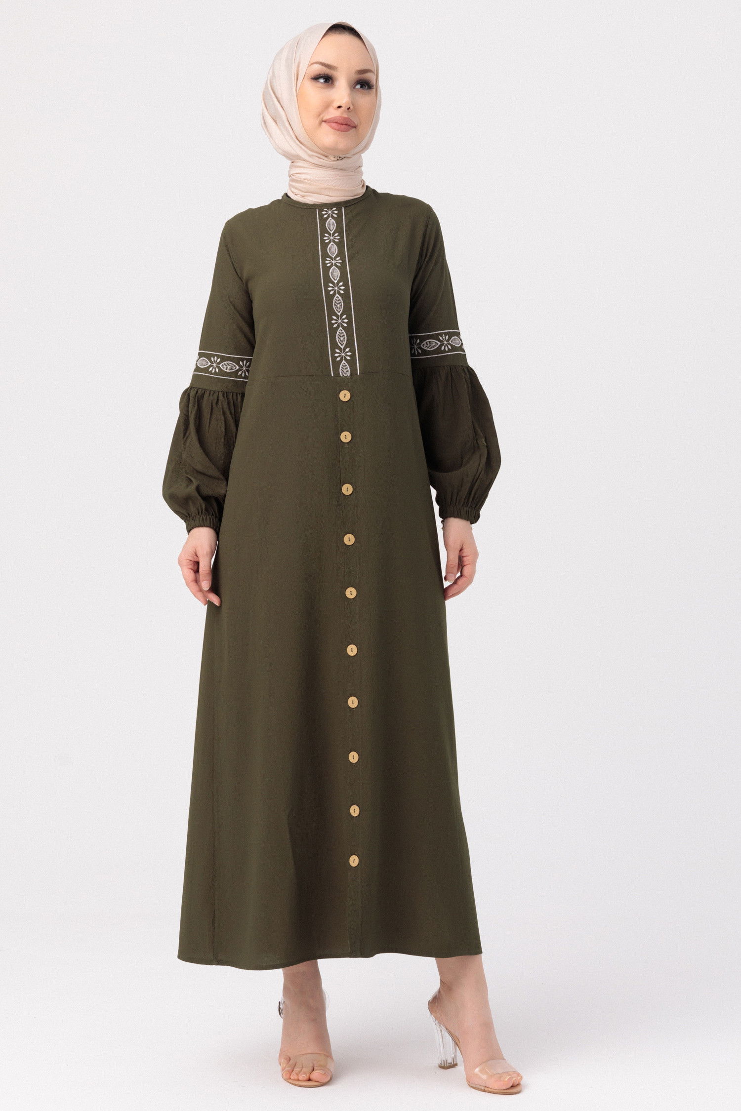 NAKISLI ELBISE Haki - 3599 HAKİ