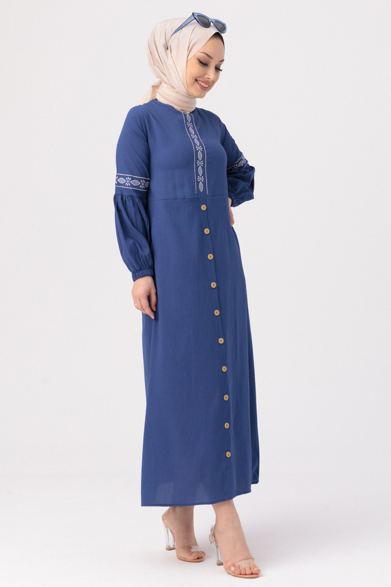 NAKISLI ELBISE Mavi - 3599