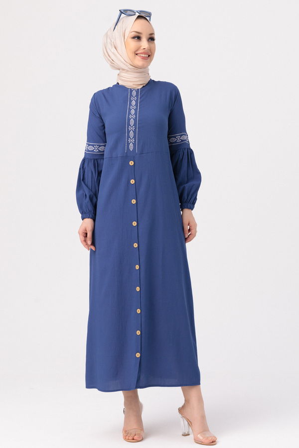 NAKISLI ELBISE Mavi - 3599