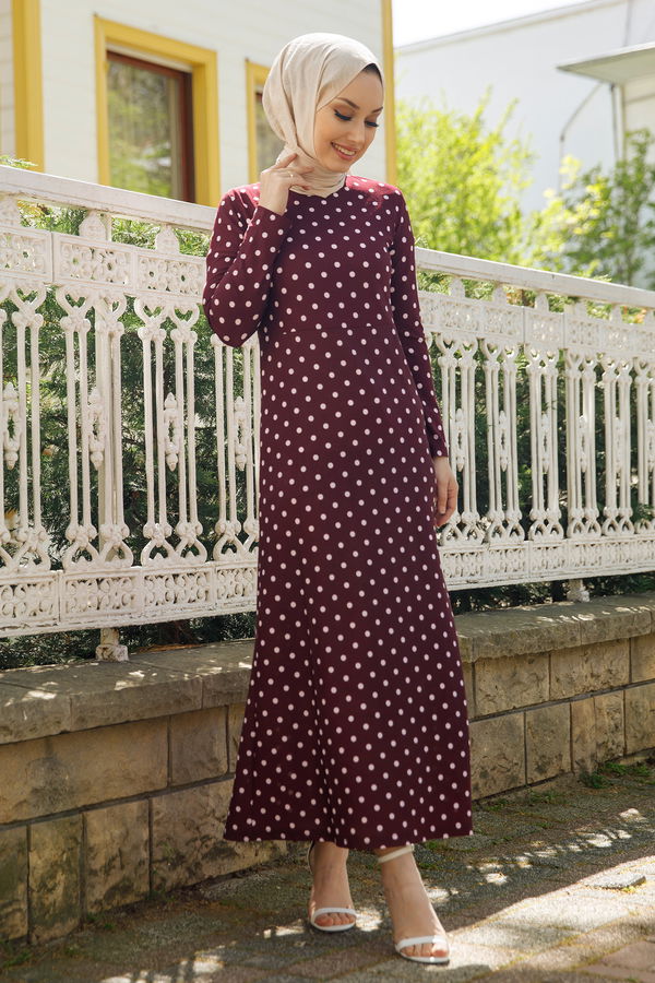 PUANTIYELI ELBISE Mürdüm - 8453
