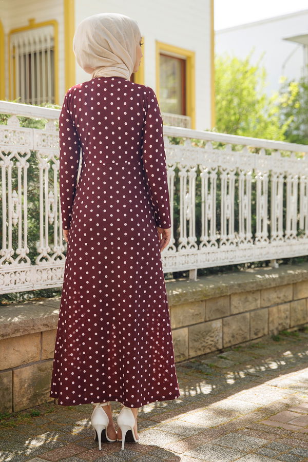 PUANTIYELI ELBISE Mürdüm - 8453