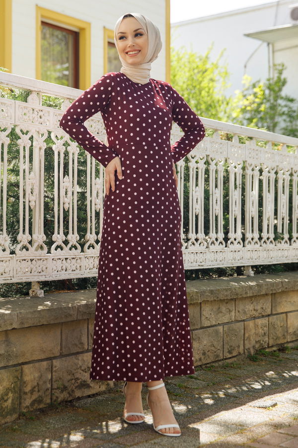 PUANTIYELI ELBISE Mürdüm - 8453