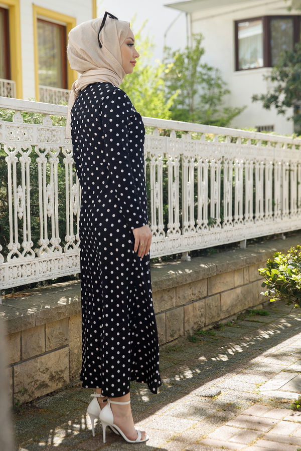PUANTIYELI ELBISE Siyah - 8453