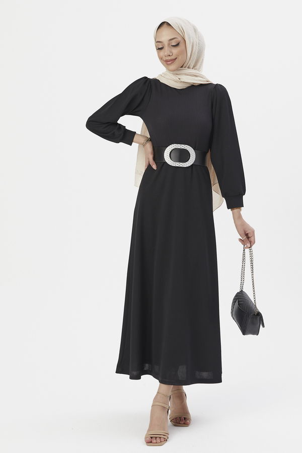 Garnılı Elbıse Siyah - 3508