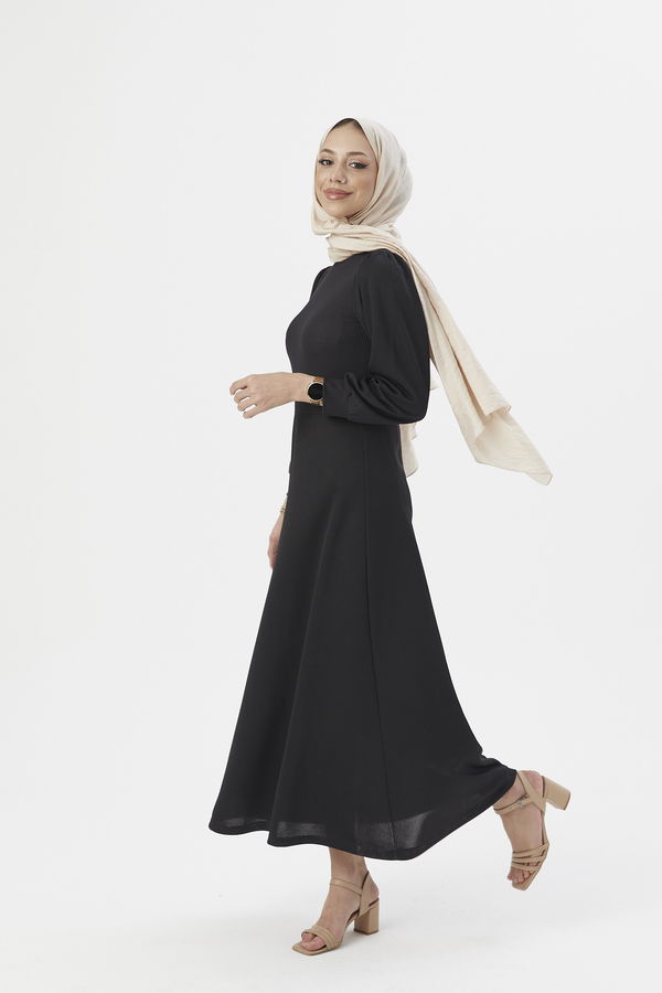 Garnılı Elbıse Siyah - 3508