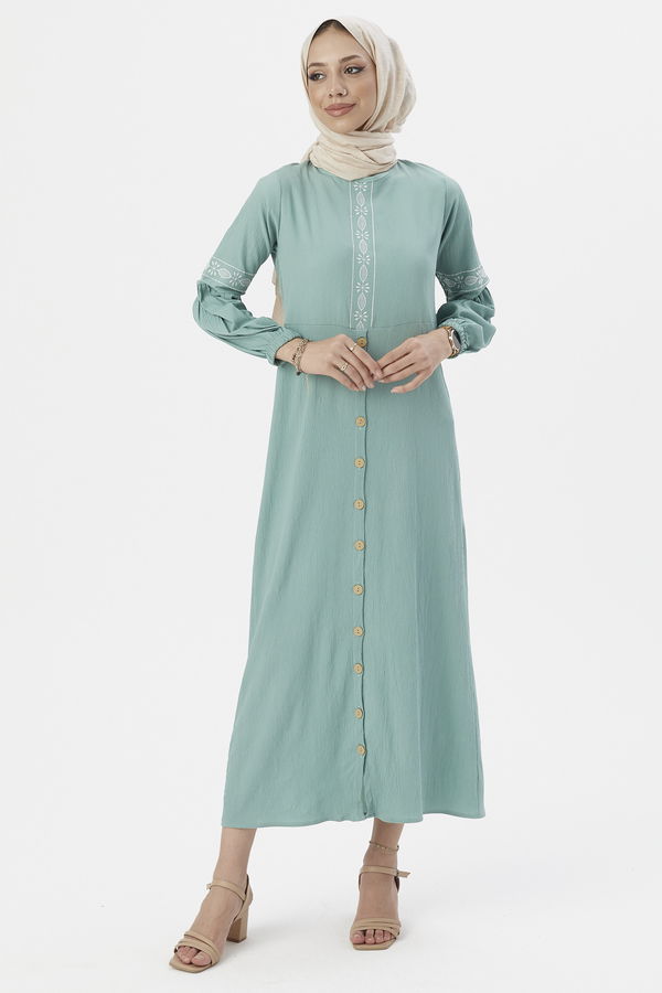 NAKISLI ELBISE Yeşil - 3599 YEŞİL