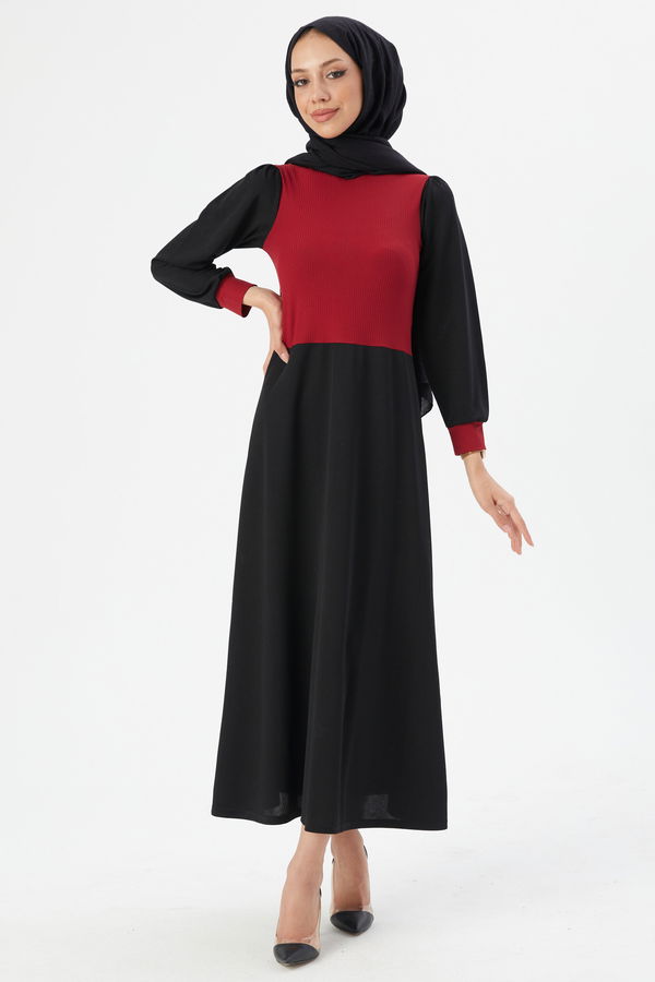 Garnılı Elbıse Bordo - 3508 BORDO
