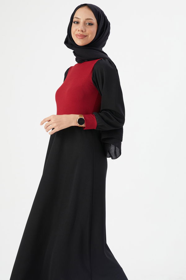 Garnılı Elbıse Bordo - 3508 BORDO