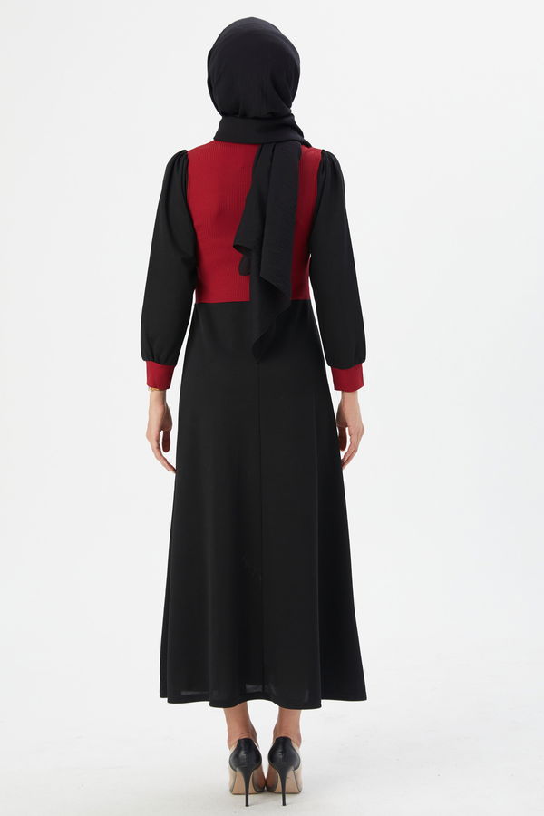 Garnılı Elbıse Bordo - 3508 BORDO