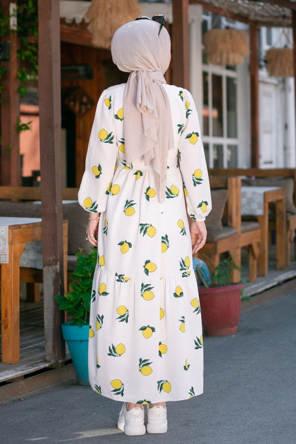 Keten Elbise Sarı - 8884