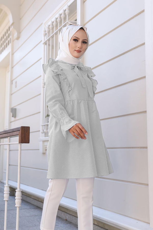 Cızgılı Tunık Gri - 3232 GRİ
