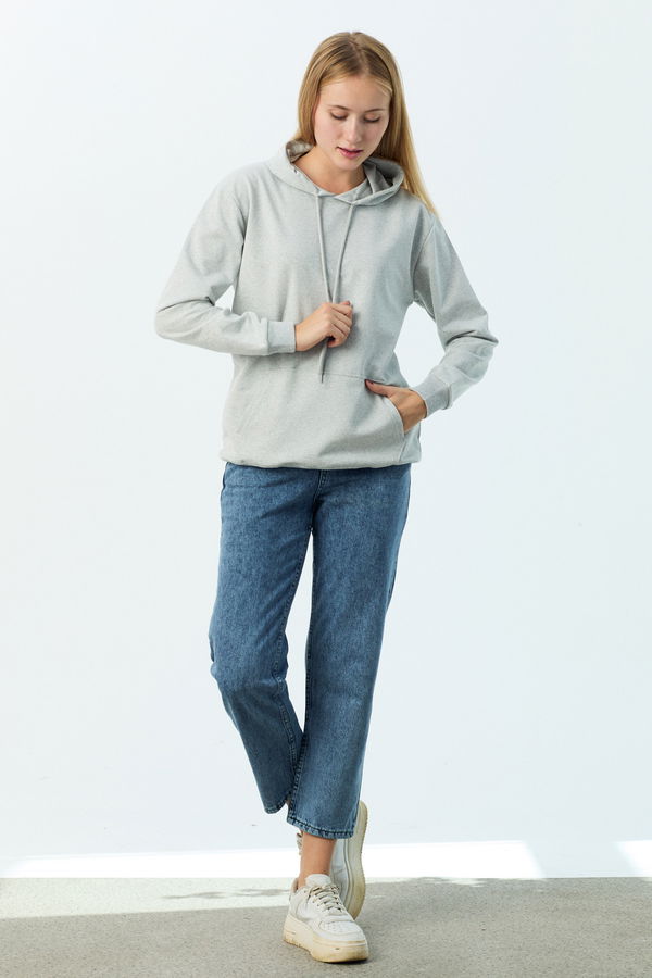 Kapşonlu Sweat Gri - 21572 GRİ