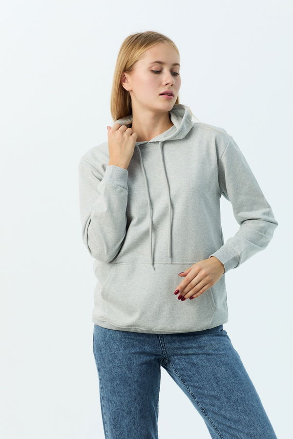 Kapşonlu Sweat Gri - 21572 GRİ