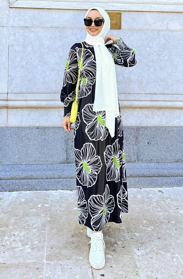 Saten Elbise Siyah - 10420