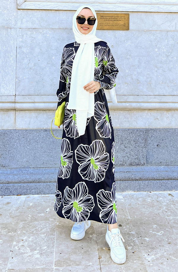 Saten Elbise Siyah - 10420