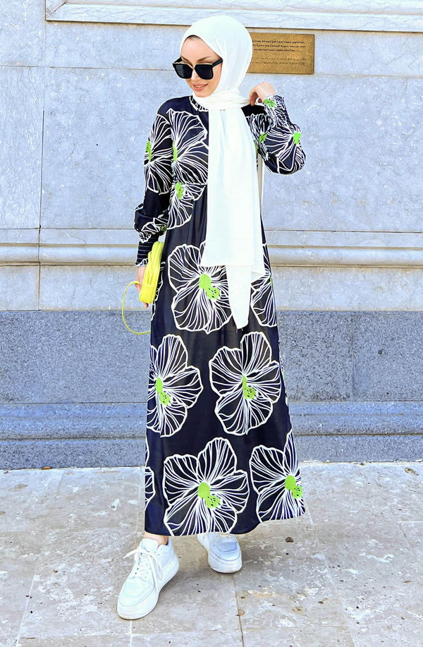 Saten Elbise Siyah - 10420
