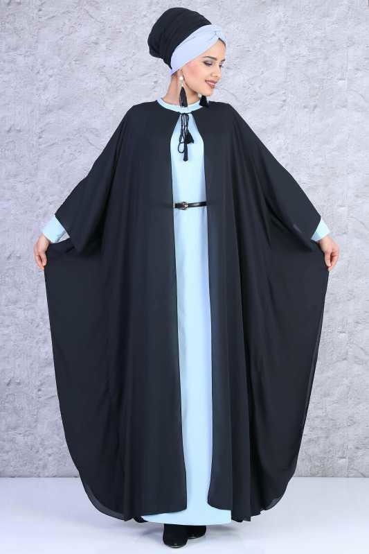 Erkek Çocuk Siyah (2 Parça) Yarasa Tunik Elbise Kombin - Siyah Bebe Mavi 02 0817 - 817