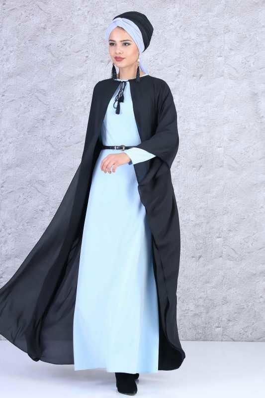 Erkek Çocuk Siyah (2 Parça) Yarasa Tunik Elbise Kombin - Siyah Bebe Mavi 02 0817 - 817