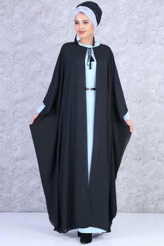 Erkek Çocuk Siyah (2 Parça) Yarasa Tunik Elbise Kombin - Siyah Bebe Mavi 02 0817 - 817