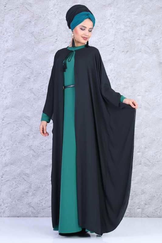 Kız Çocuk Siyah (2 PARÇA) YARASA TUNiK ELBiSE KOMBiN - SIYAH ZUMRUT 02 0817 - 817