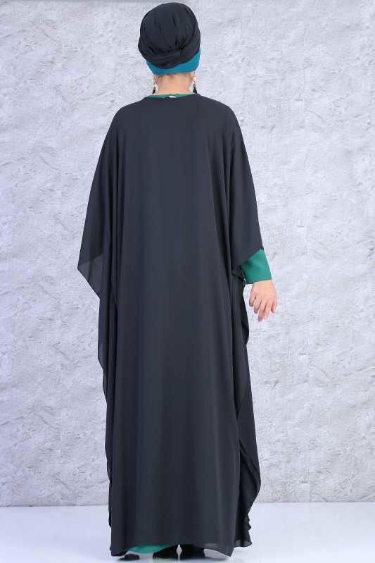 Kız Çocuk Siyah (2 PARÇA) YARASA TUNiK ELBiSE KOMBiN - SIYAH ZUMRUT 02 0817 - 817