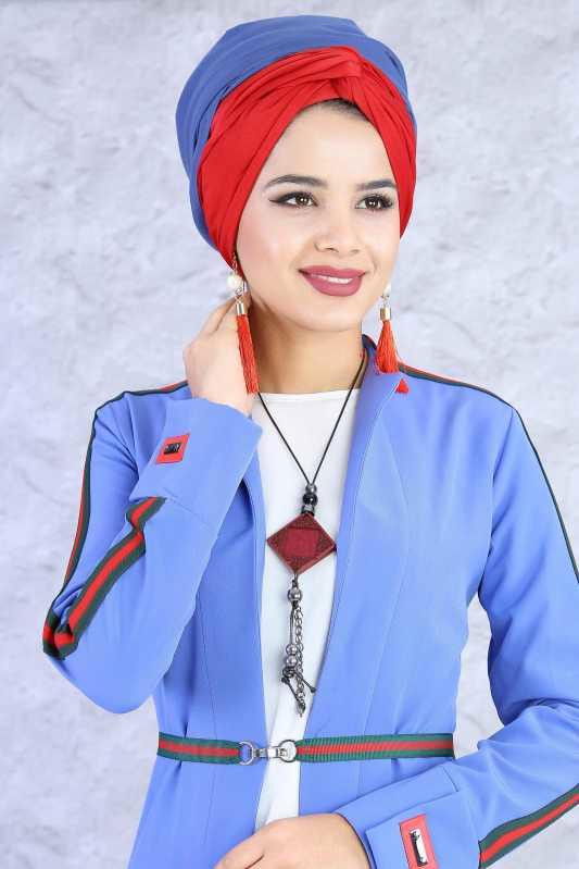 (2 Parça) Ceket ve Tunik Kombin - Mavi 02 0796 Mavi - 796