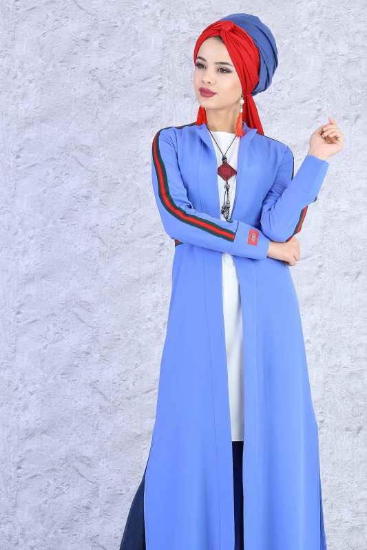 (2 Parça) Ceket ve Tunik Kombin - Mavi 02 0796 Mavi - 796