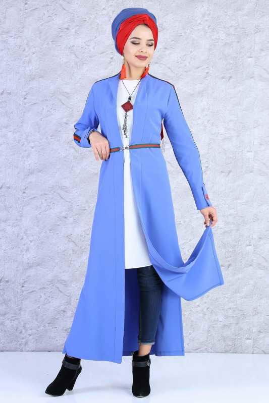 (2 Parça) Ceket ve Tunik Kombin - Mavi 02 0796 Mavi - 796