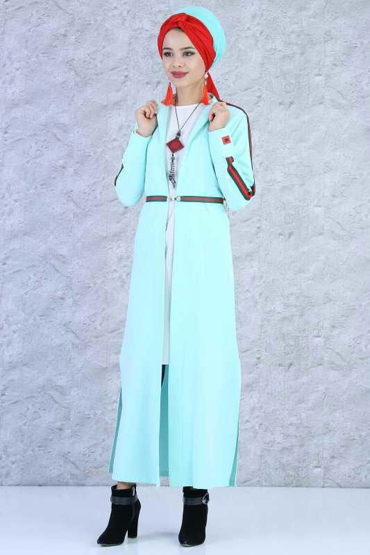 (2 Parça) Ceket ve Tunik Kombin - Mint 02 0796 Yeşil - 796