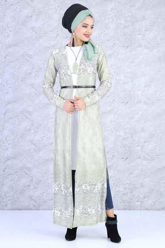 Hırka Tunik Kolye Kombin Yeşil - 5084 YEŞİL
