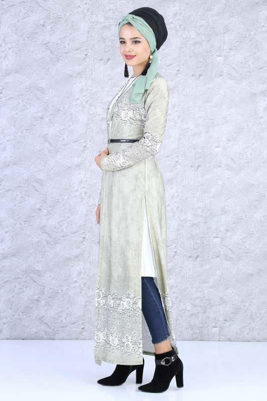 Hırka Tunik Kolye Kombin Yeşil - 5084 YEŞİL