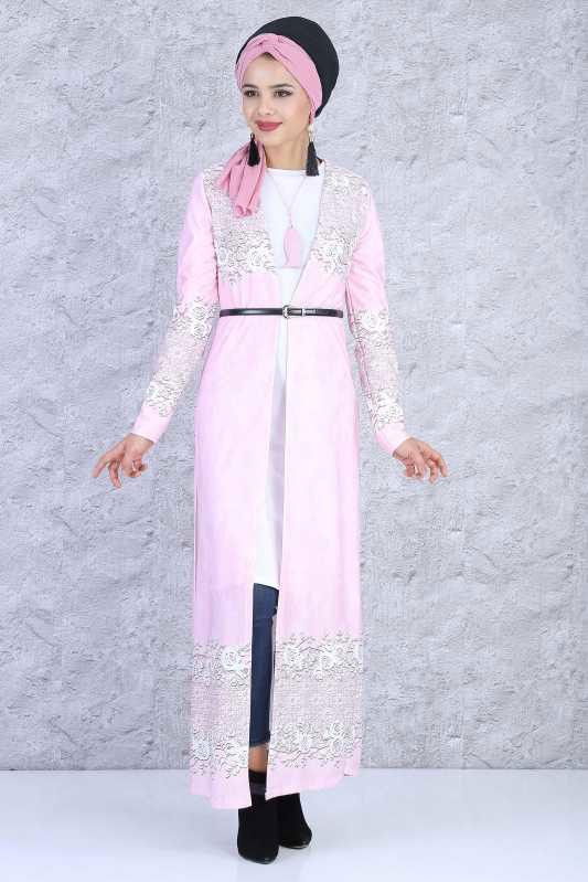 Hırka Tunik Kolye Kombin Pembe - 5084