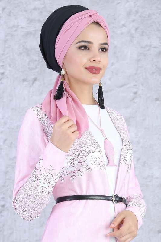 Hırka Tunik Kolye Kombin Pembe - 5084