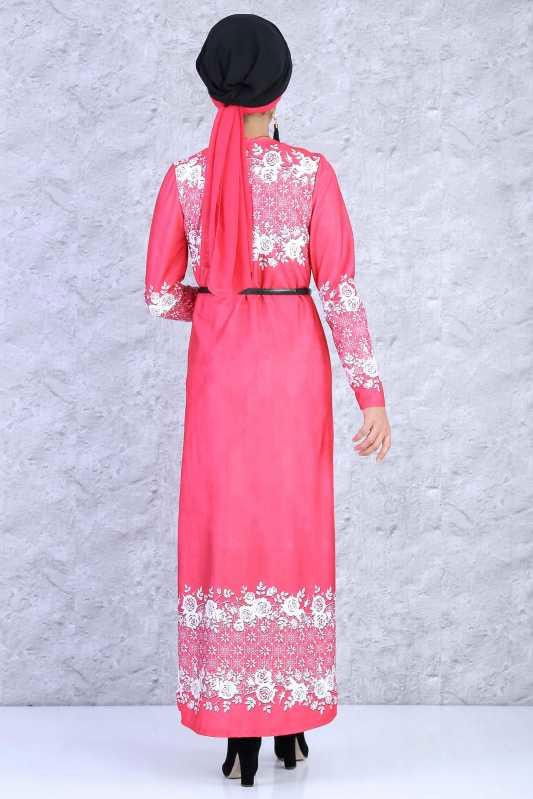 Hırka Tunik Kolye Kombin Fuşya - 5084