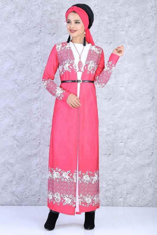 Hırka Tunik Kolye Kombin Fuşya - 5084