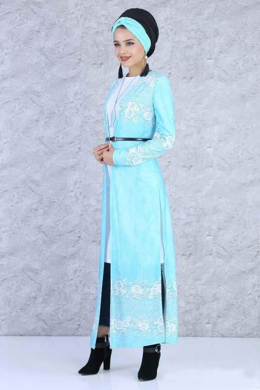 Hırka Tunik Kolye Kombin Mavi - 5084