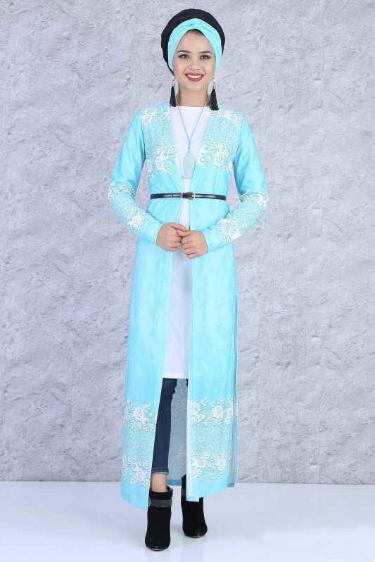 Hırka Tunik Kolye Kombin Mavi - 5084