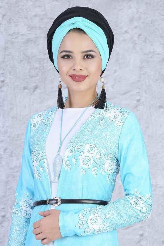 Hırka Tunik Kolye Kombin Mavi - 5084