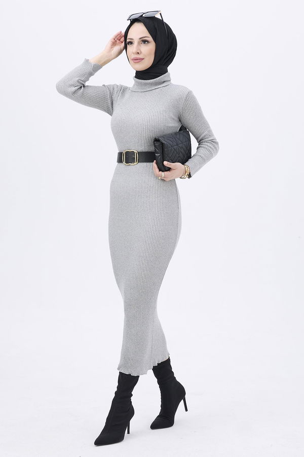 Triko Elbise Gri - 21784