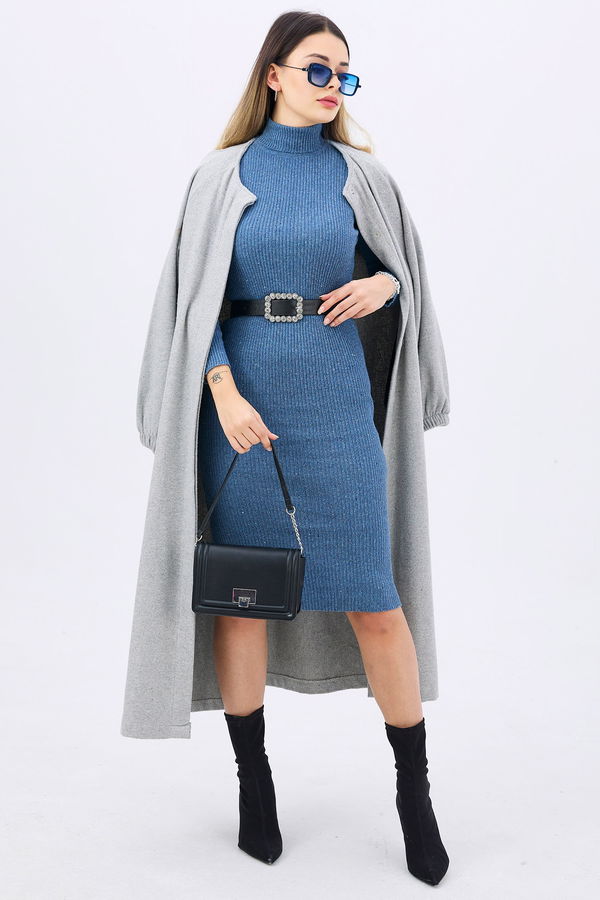 Triko Elbise Mavi - 21784 MAVİ