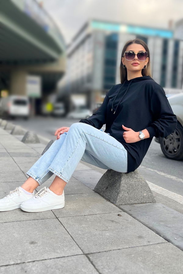 Kapşonlu Sweat Siyah - 21572 SİYAH