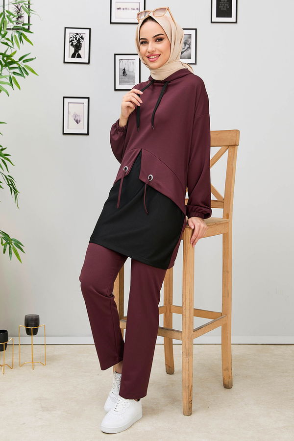 Tunik+Pantolon Kahverengi - 11181 KAHVERENGİ