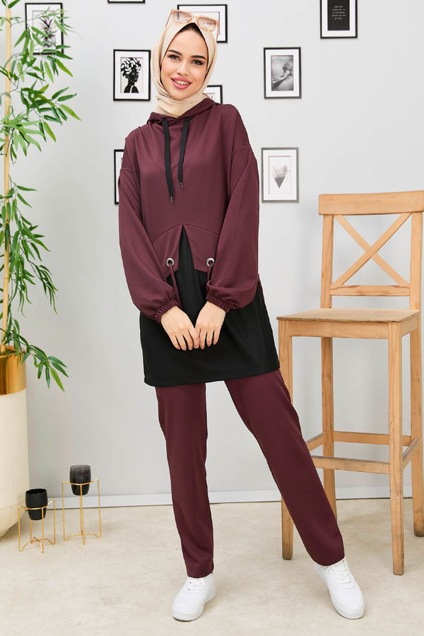 Tunik+Pantolon Kahverengi - 11181 KAHVERENGİ