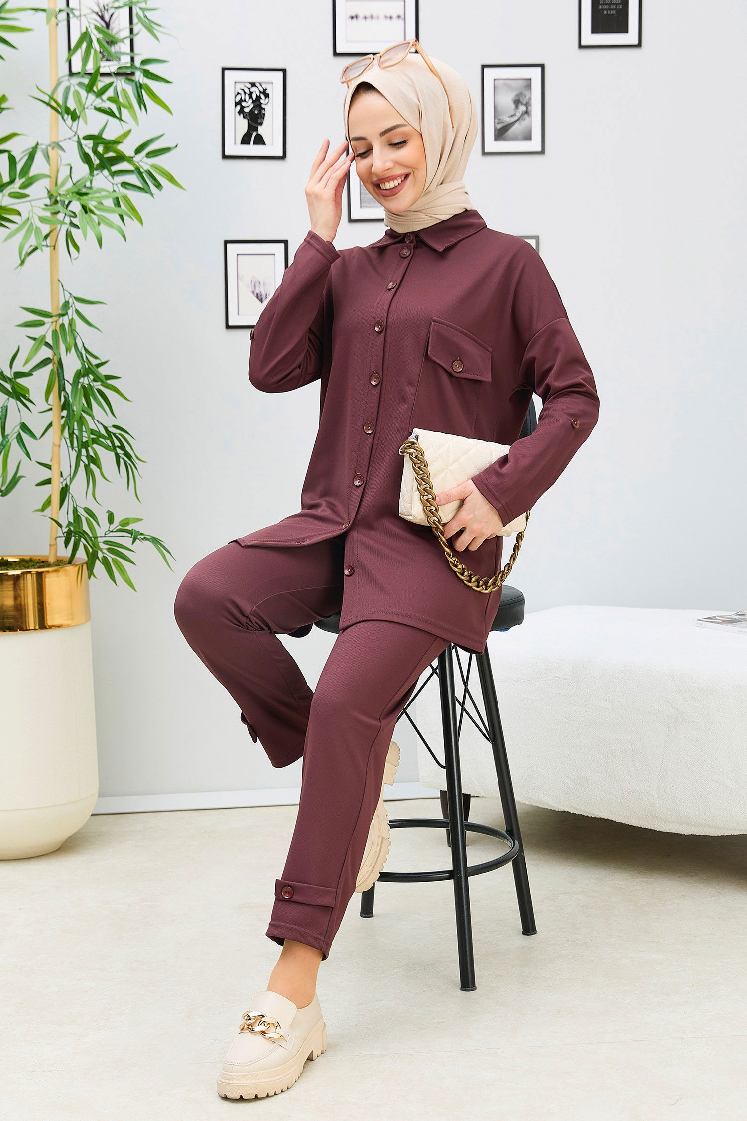 Tunik Pantolon Kahverengi - 11337